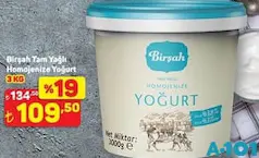 BİRŞAH TAM YAĞLI HOMOJENİZE YOĞURT 3 KG